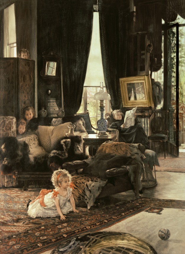 Hide and Seek (1877), by James Tissot. 28 7/8 by 21 1/4 in. /73.4 by 53.9 cm. The National Gallery of Art, Washington, D.C. Courtesy of The Bridgeman Art Library for use in The Hammock: A novel based on the true story of French painter James Tissot, by Lucy Paquette © 2012
